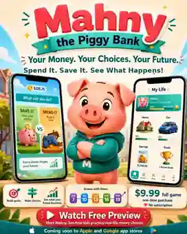 Mahny the Piggy Bank approved poster artwork